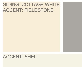 A soft, sunny yellow siding with grey and Shell accents